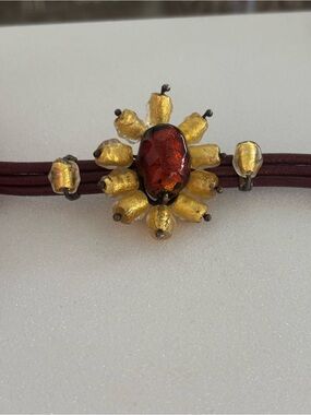 Antica Murrina Sterling Silver + Murano Glass + Leather Bracelet
